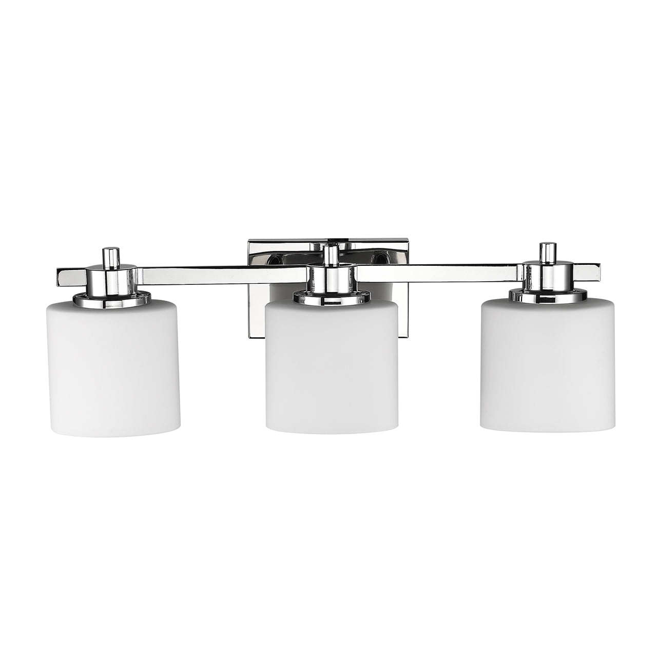 SOLBI Contemporary 3 Light Chrome Finish Bath Vanity Wall Fixture White Alabaster Glass 24" Wide
