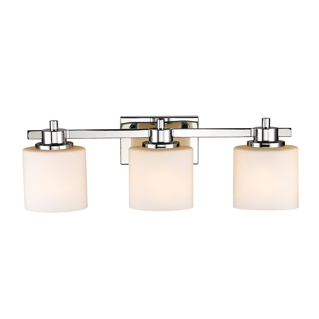 SOLBI Contemporary 3 Light Chrome Finish Bath Vanity Wall Fixture White Alabaster Glass 24" Wide