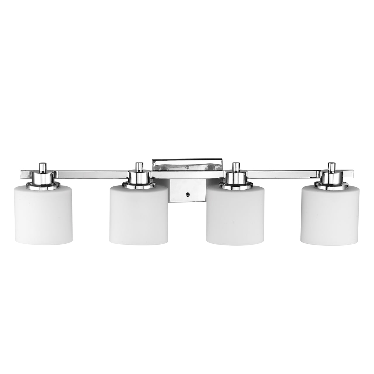 SOLBI Contemporary 4 Light Chrome Finish Bath Vanity Wall Fixture White Alabaster Glass 33" Wide