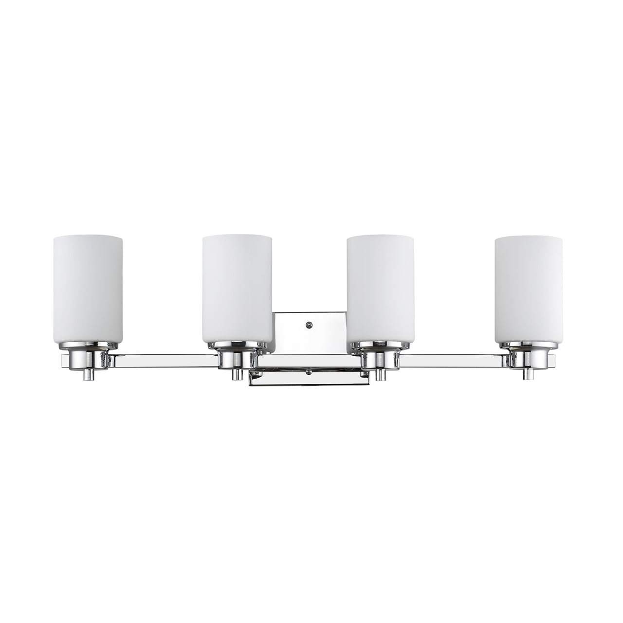 SCARLETT Contemporary 4 Light Chrome Finish Bath Vanity Light Etched White Glass 29" Wide