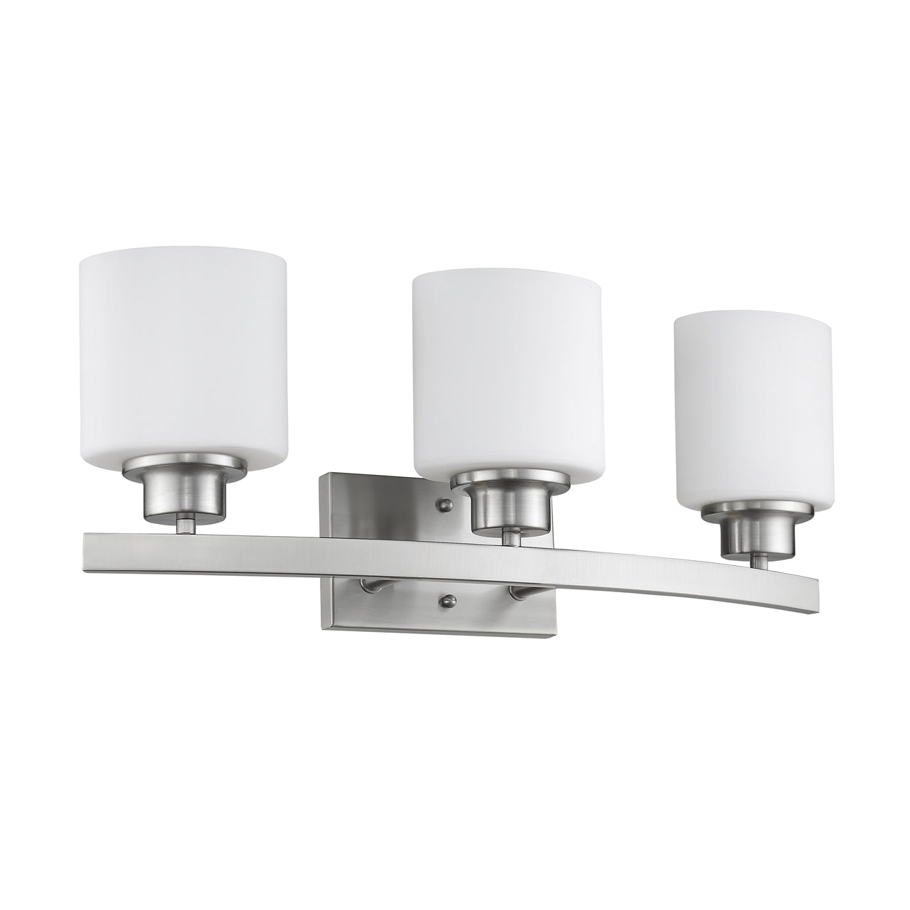 AALIYAH Contemporary 3 Light Brushed Nickel Bath Vanity Light Opal White Glass 23" Wide