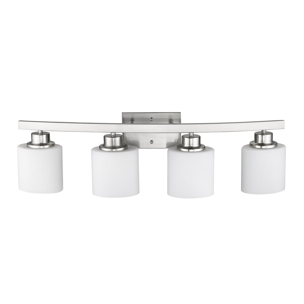 AALIYAH Contemporary 4 Light Brushed Nickel Bath Vanity Light Opal White Glass 32" Wide