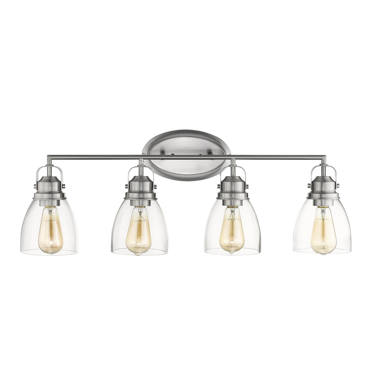 LILY Contemporary 4 Light Brushed Nickel Bath Vanity Light Clear Glass 31" Wide