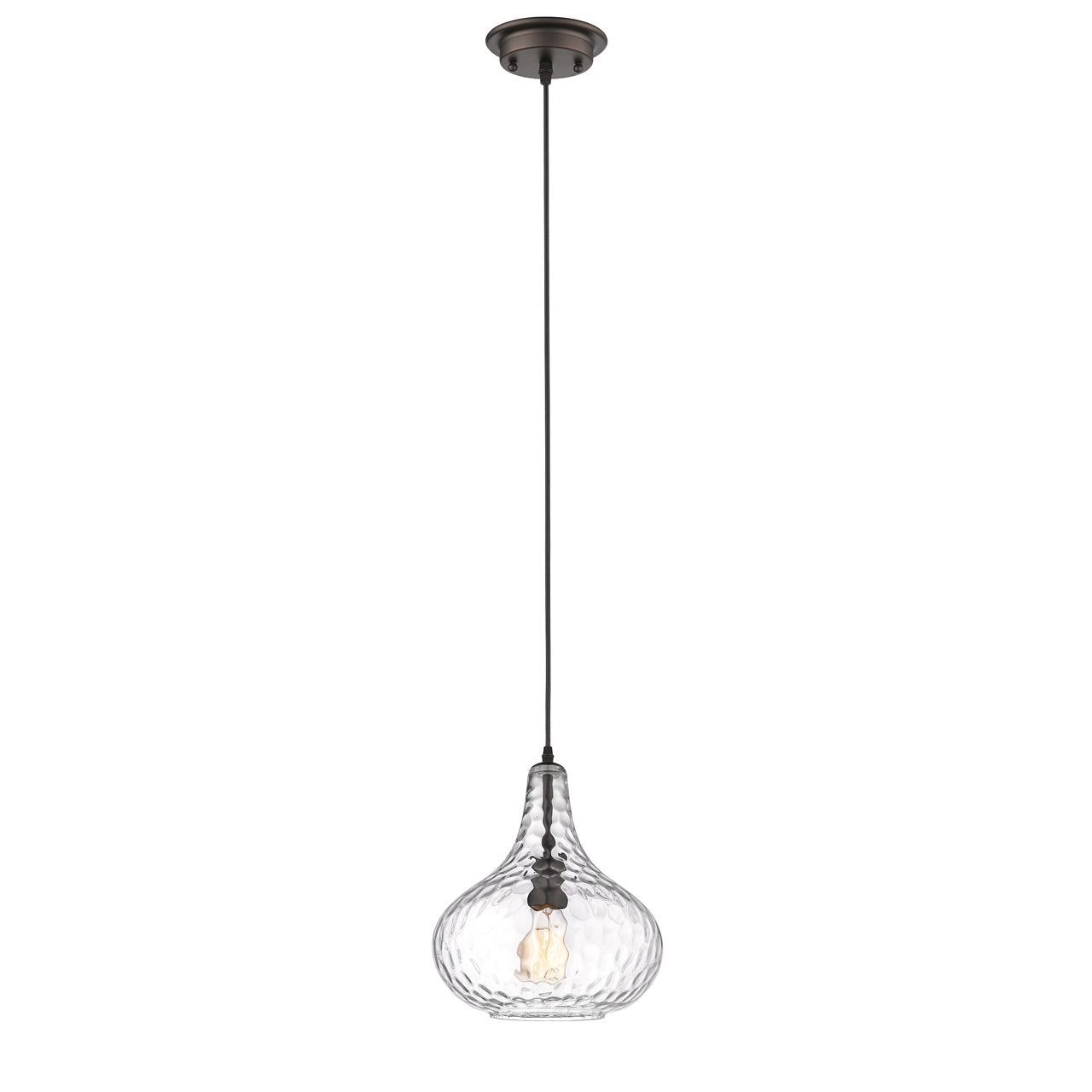 HAILEY Transitional 1 Light Rubbed Bronze Ceiling Mini Pendant 11" Wide