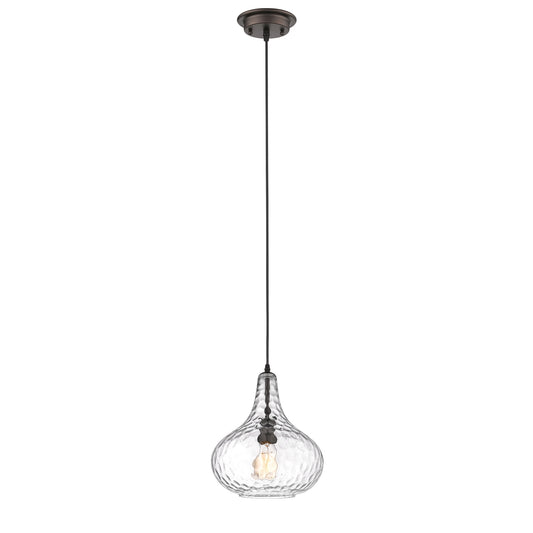 HAILEY Transitional 1 Light Rubbed Bronze Ceiling Mini Pendant 11" Wide