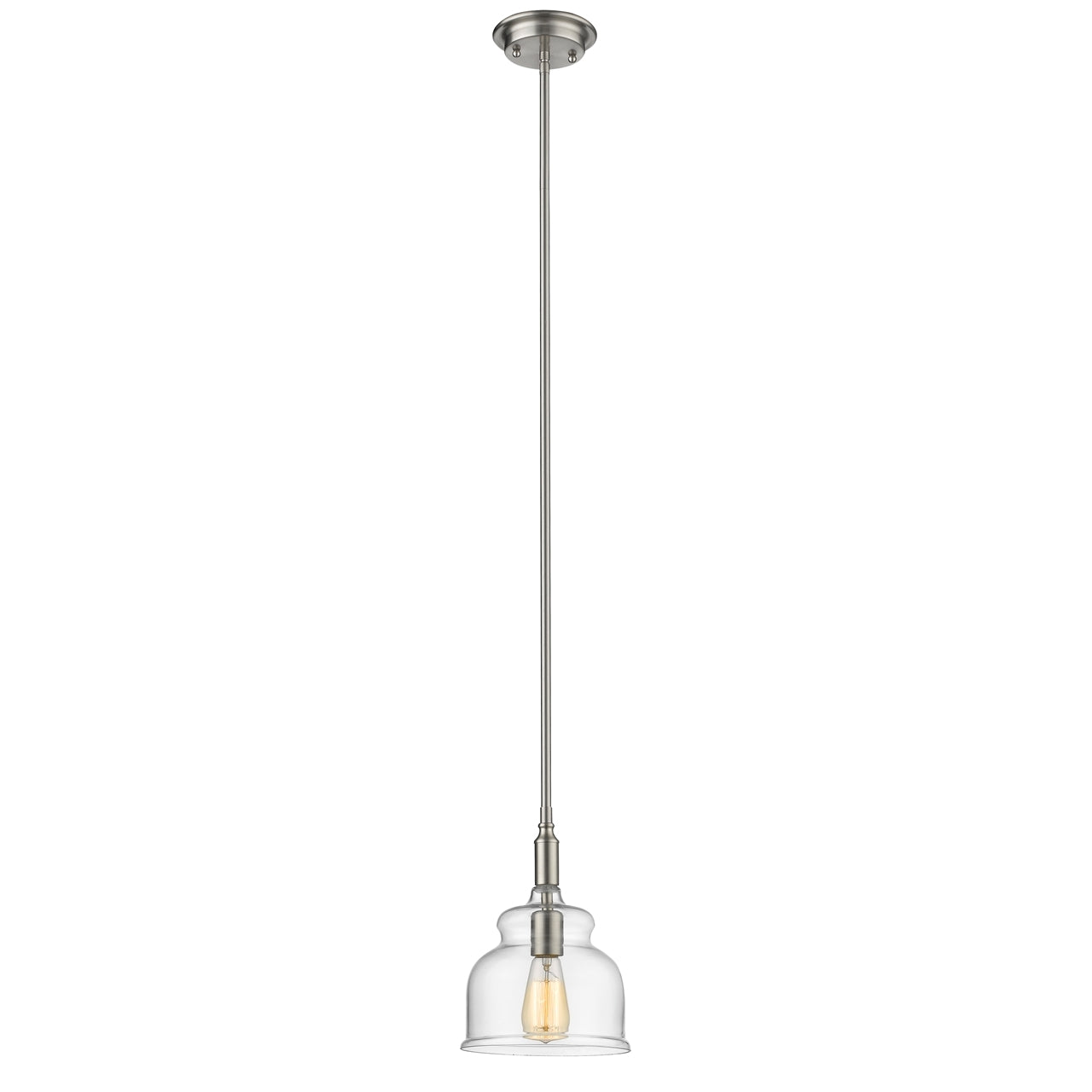 ZOE Transitional 1 Light Brushed Nickel Ceiling Mini Pendant 8" Wide