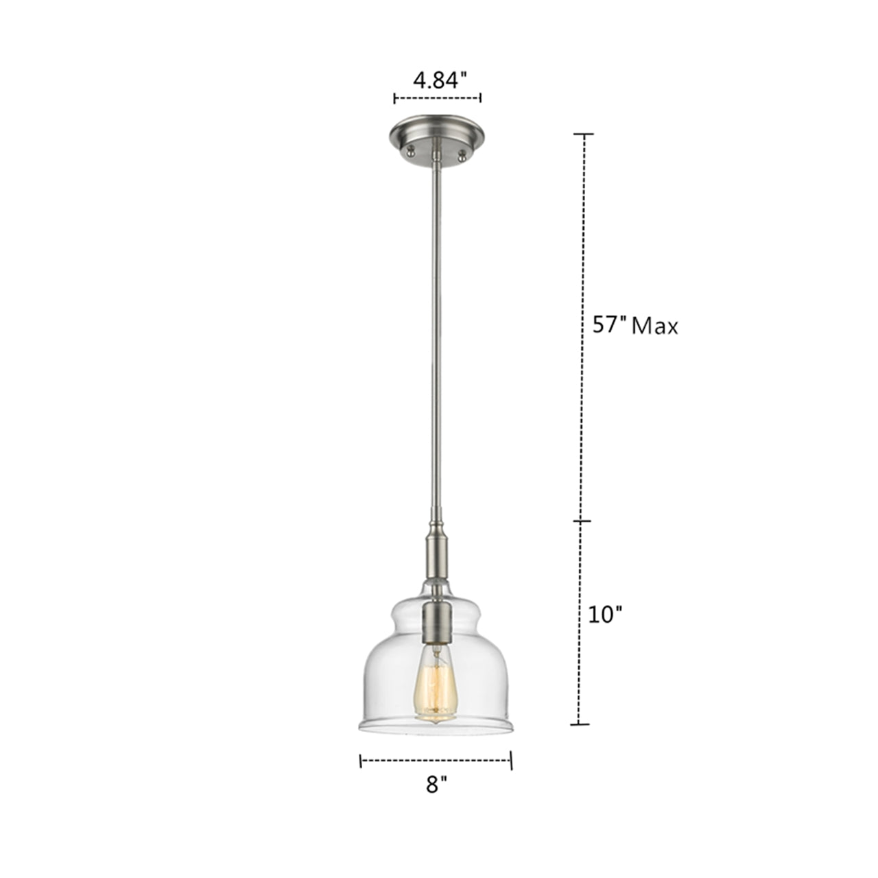 ZOE Transitional 1 Light Brushed Nickel Ceiling Mini Pendant 8" Wide