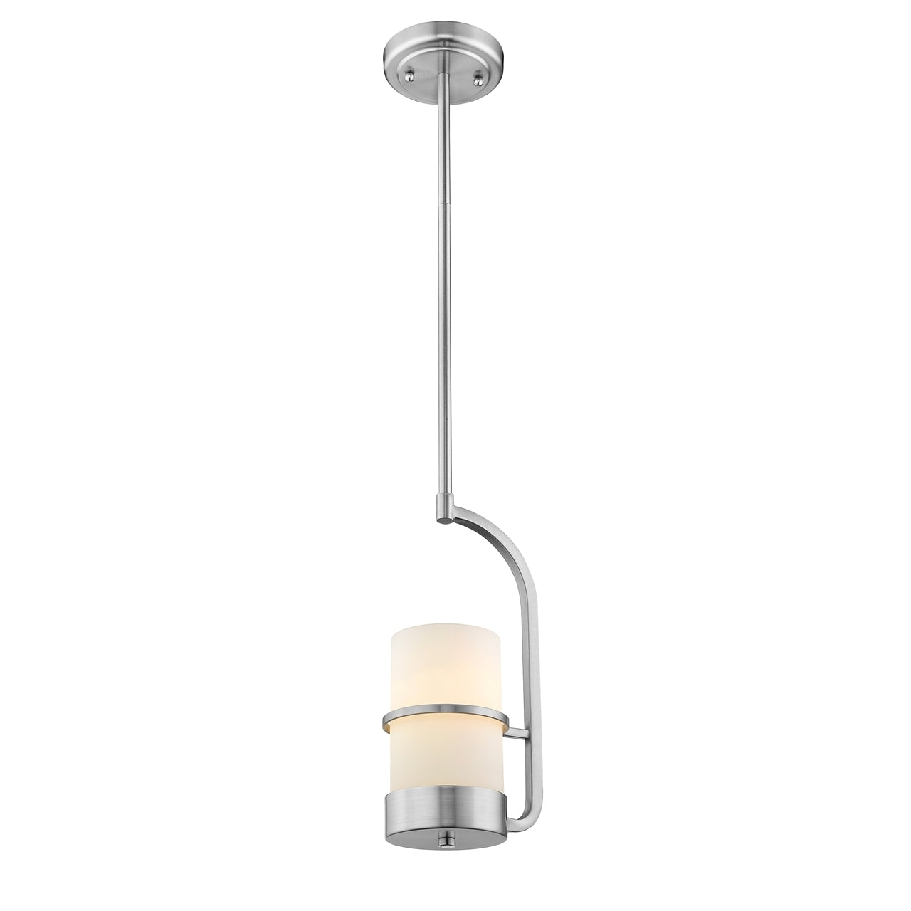 "PENELOPE" Contemporary 1 Light Brushed Nickel Ceiling Mini Pendant 7" Wide