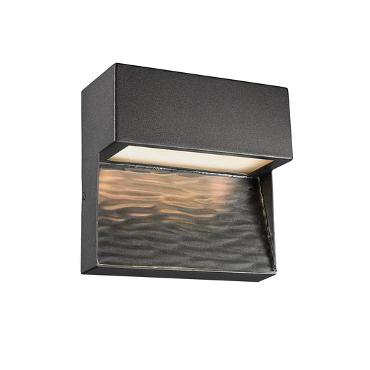 COOPER Contemporary LED Light Textured Black Outdoor Wall Sconce 6" Tall