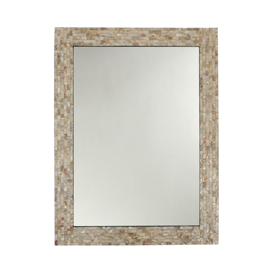 Reflection Seashell Finish Rectangular Framed Wall Mirror 32" Height