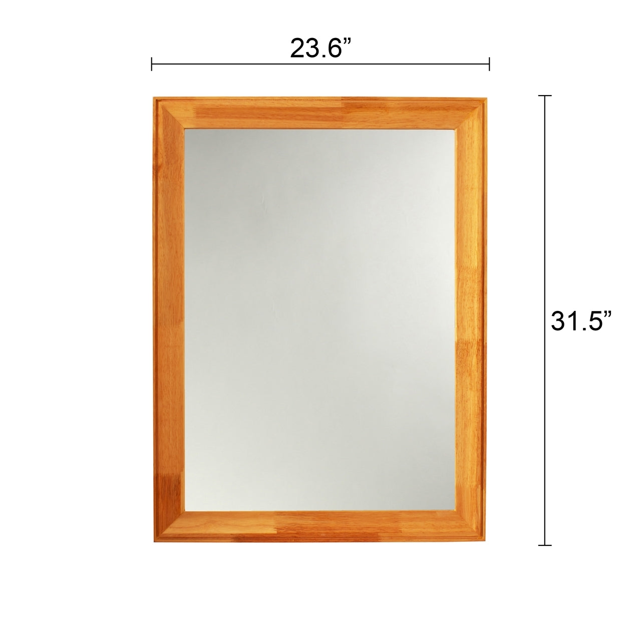 Reflection Maple Finish Rectangular Framed Wall Mirror 32" Height