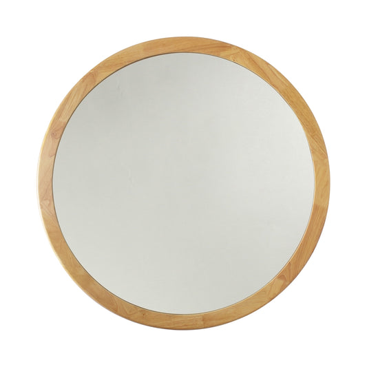 Reflection Maple Finish Round Framed Wall Mirror 24" Height